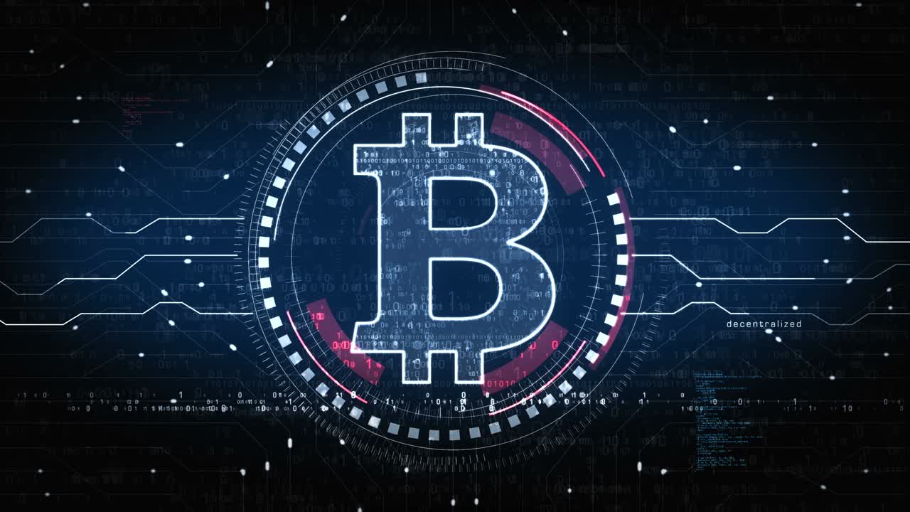 Bitcoin, blockchain, criptovaluta, simbolo, loop, concetto digitale