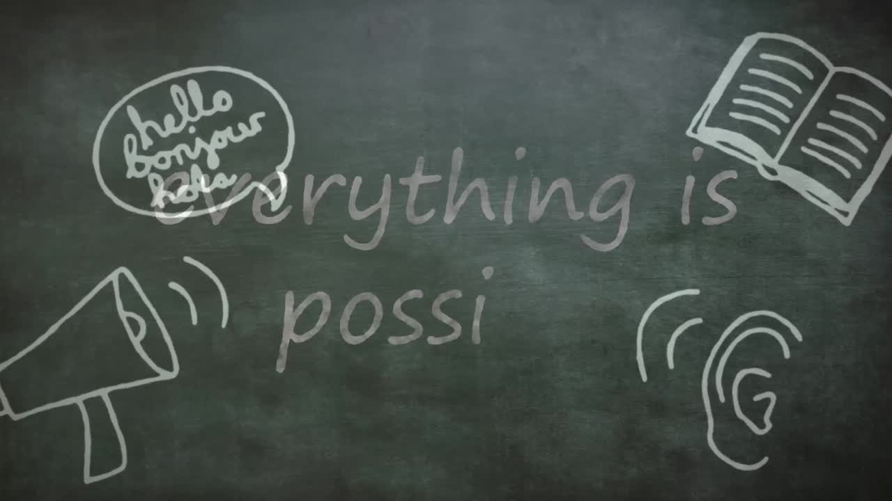 모든 것에 대한 학교 개념 아이콘은 블랙보드에 가능한 텍스트입니다.