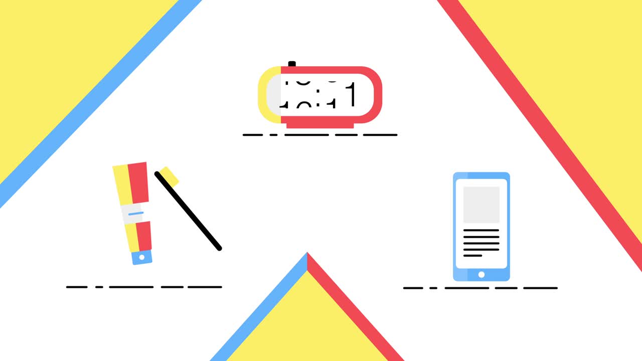 색 배경에 설정 된 만화 아침 활동의 4k 비디오.