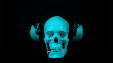cráneo humano con auriculares
