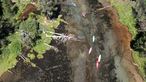 kayaking the clear waters of spring creek in southern oregon