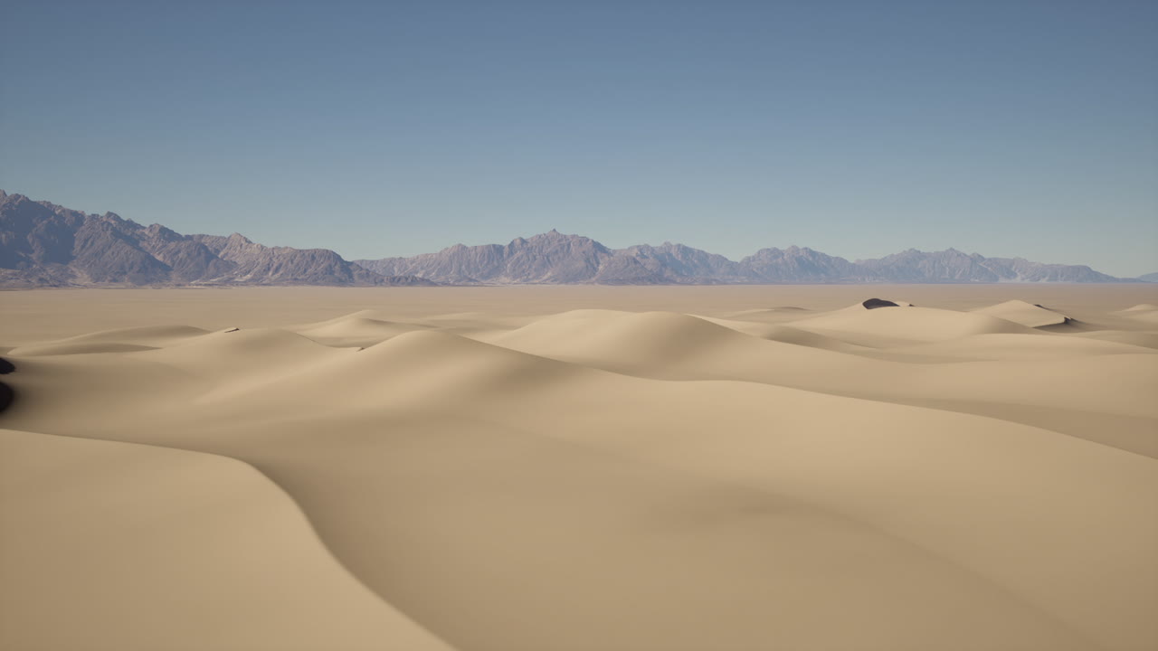 배경 에 산 들 이 있는 사막 의 모래 언덕 들