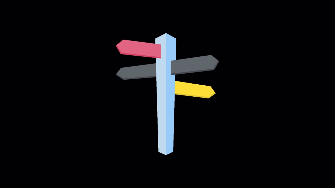 Animated Signpost with Multiple Directional Arrows Appearing