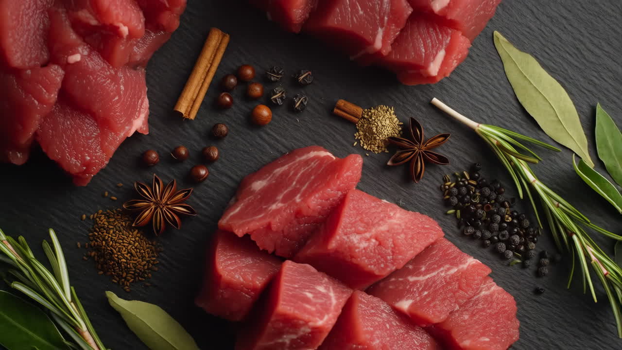 Raw Meat and Spices for Cooking