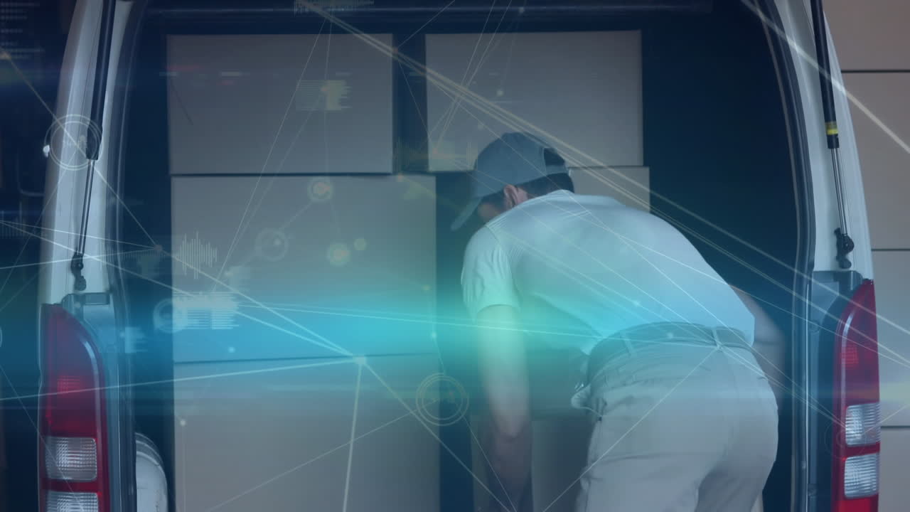 repartidor descargando paquetes de una furgoneta