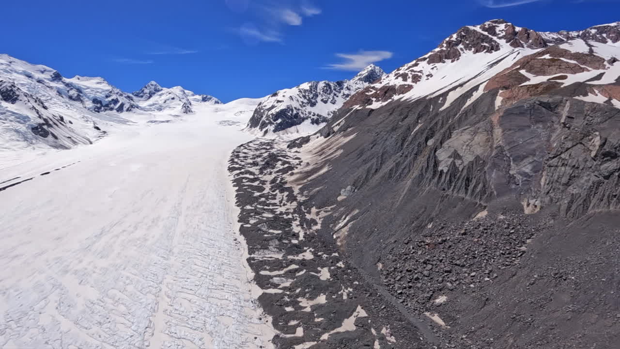 Flying high over the Tasman Glacier, New Zealand