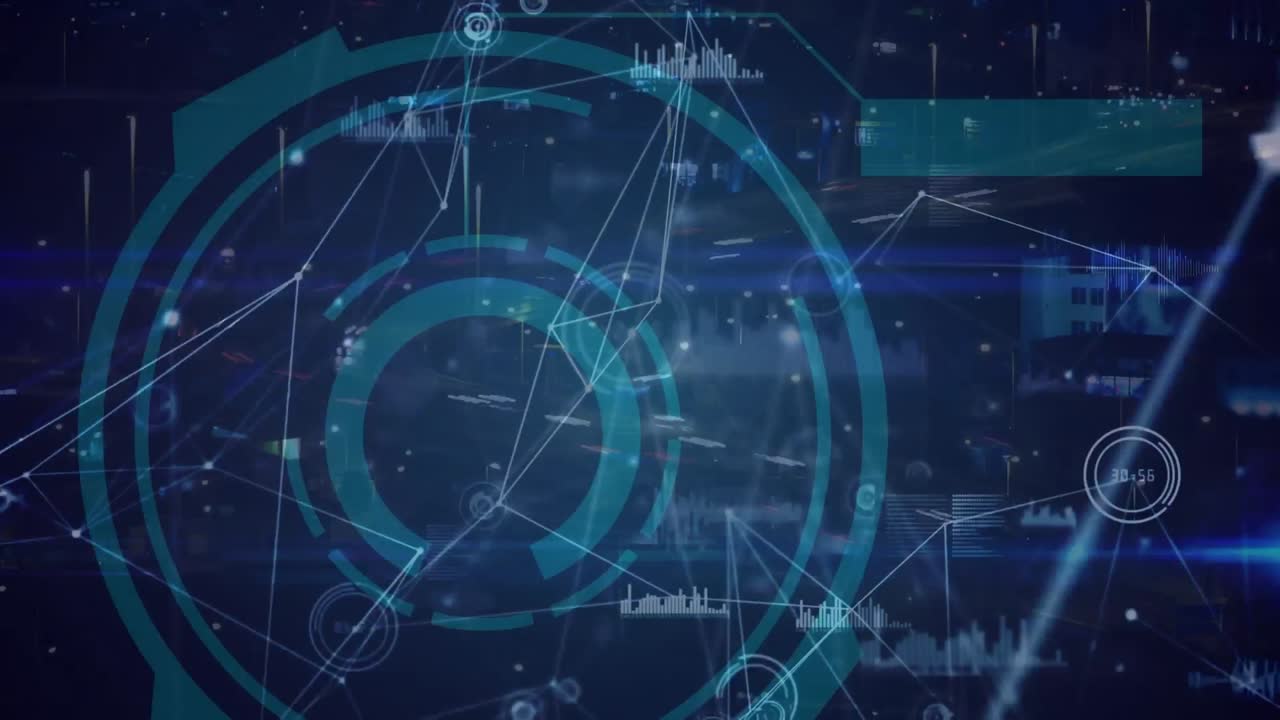 빠른 트래픽과 범위에 대한 연결 네트워크의 애니메이션