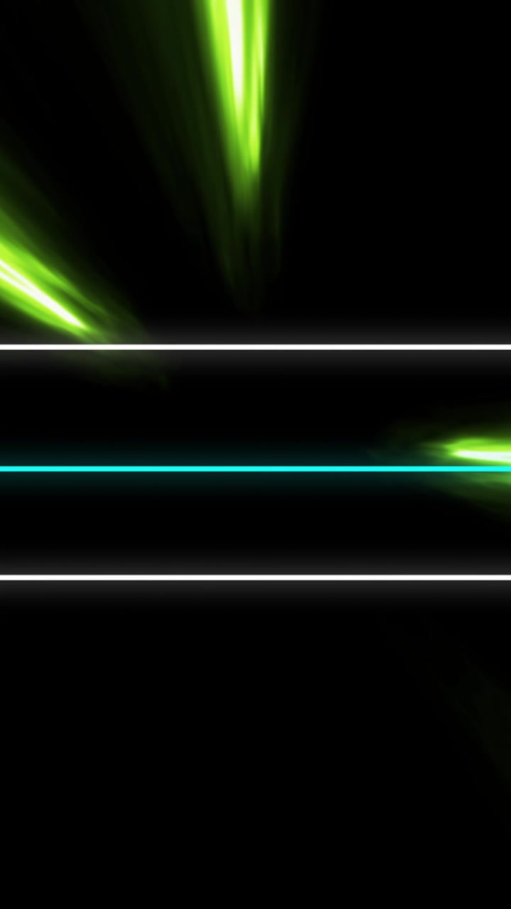 Líneas de neón verdes y azules con estelas de luz, animación futurista.