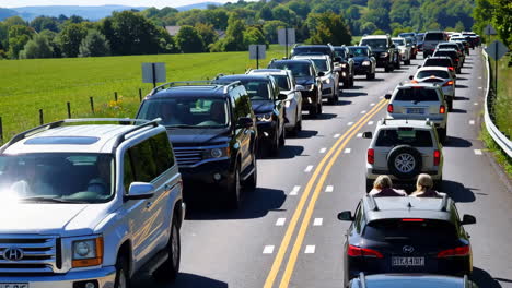 heavy traffic on a rural highway