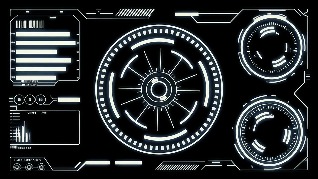 Futuristic HUD Interface with Animated Data and Scanning Elements
