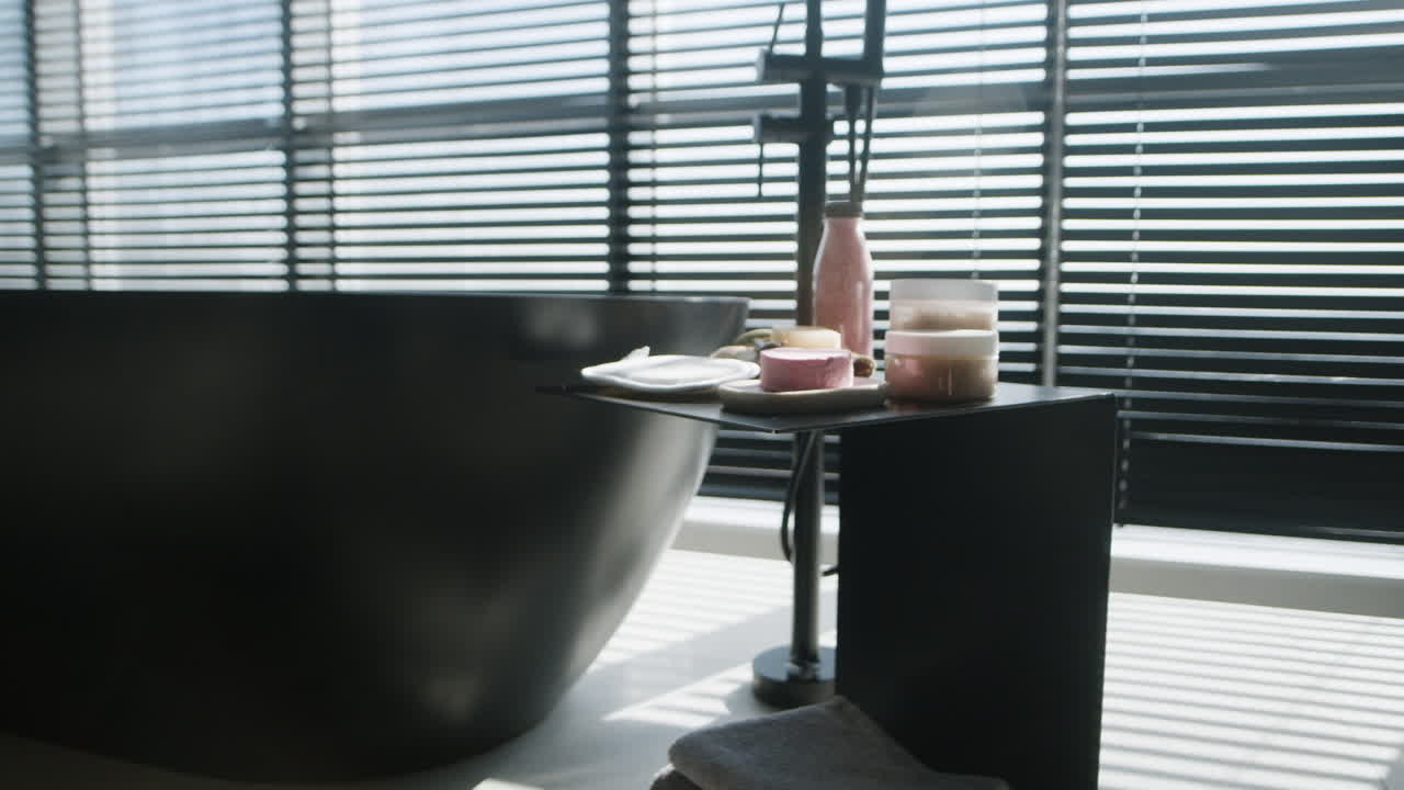 Modern Black Bathtub with Spa Accessories