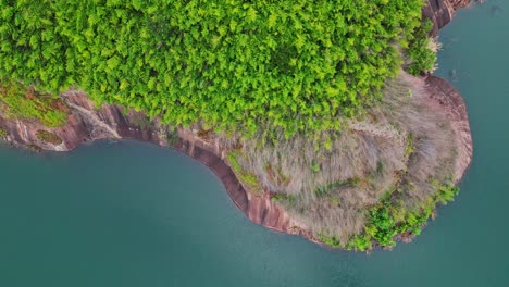 Oasis-En-La-Cima-De-Una-Colina-Revelado-En-Impresionantes-Imágenes-De-Drones,-La-Paleta-De-La-Naturaleza-Revelada-Desde-Arriba