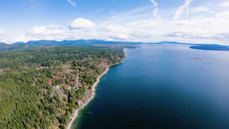 aerial view of powell river bc sunshine coast highway strait of georgia canadian islands