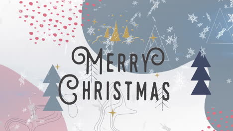 Animation-of-merry-christmas-text-and-snow-falling-over-winter-scenery