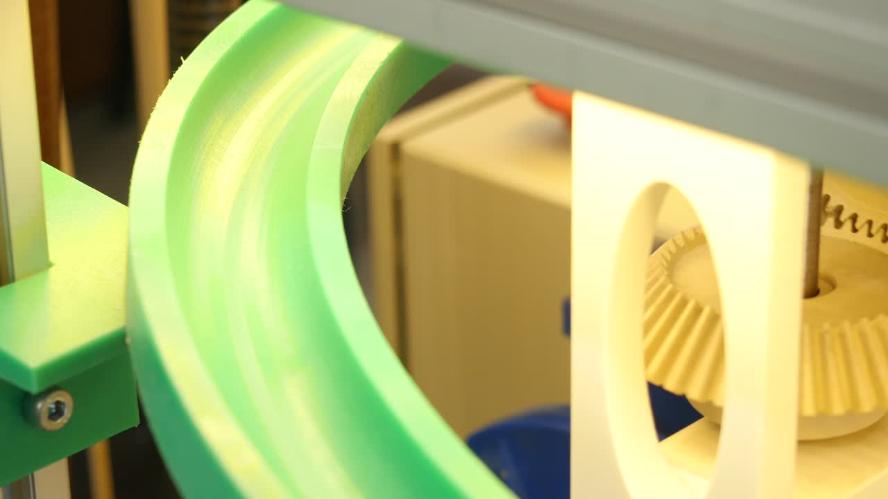 기어 및 컨베이어 메커니즘의 클로즈업