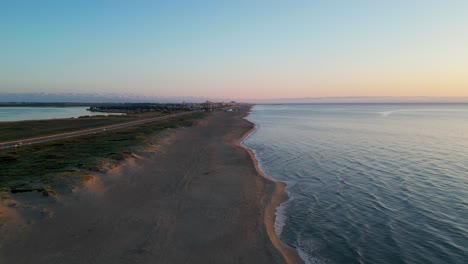 aerial: forward motion over the french riviera at sunrise