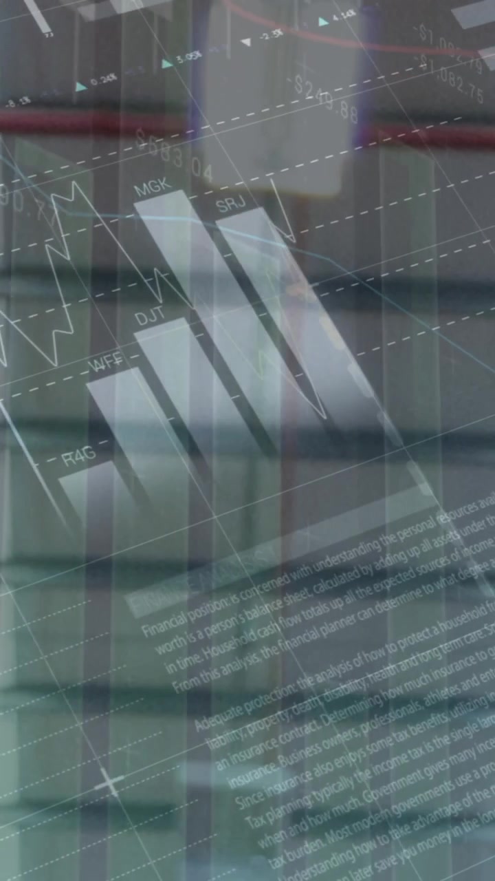Animazione di statistiche e elaborazione di dati finanziari su un magazzino.