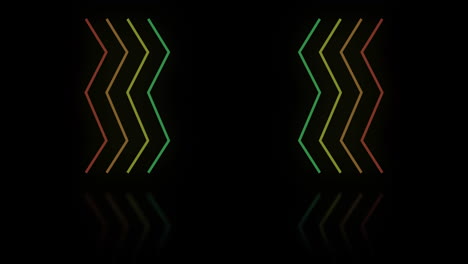animación de líneas en zigzag de neón multicolores sobre un fondo negro.