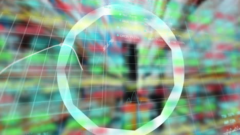 Animation of line processing with globe over warehouse