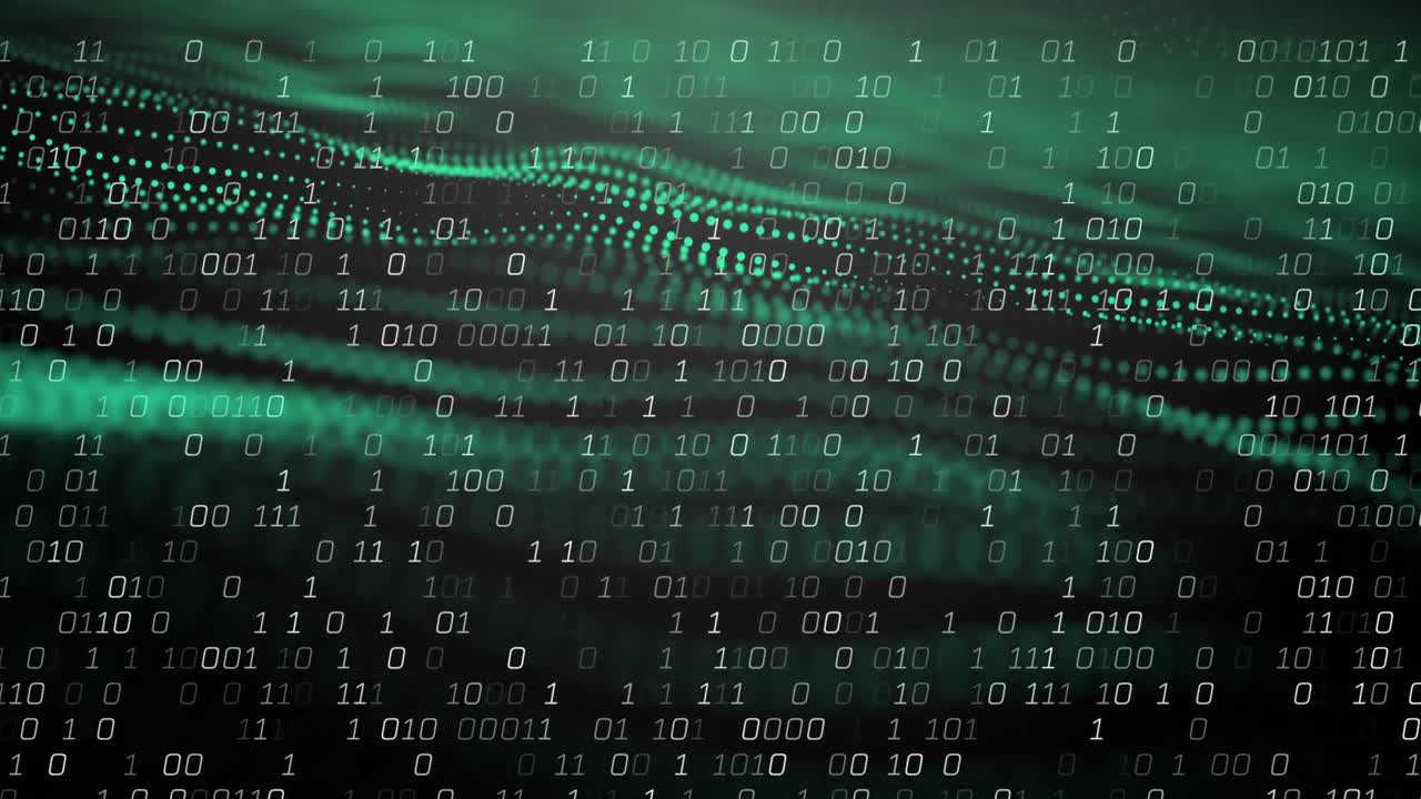 animación del procesamiento de datos sobre un fondo negro