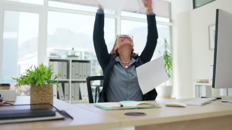 asian woman, business and celebration throwing