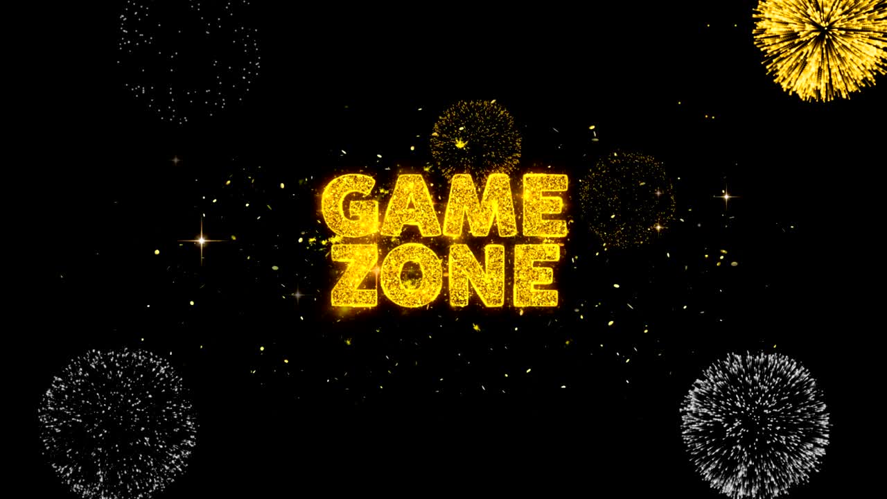 게임 영역 텍스트는 반이는 황금 입자 불꽃놀이에 나타납니다.