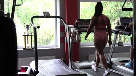Sport Fitness Lifestyle Technology and People Concept Woman Working out on Treadmill in Gym Sport Fitness Lifestyle Technology and People Concept Woman Working out on Treadmill in Gym Beautiful Woman Running on Treadmill in Fitness Gym at Sport Club