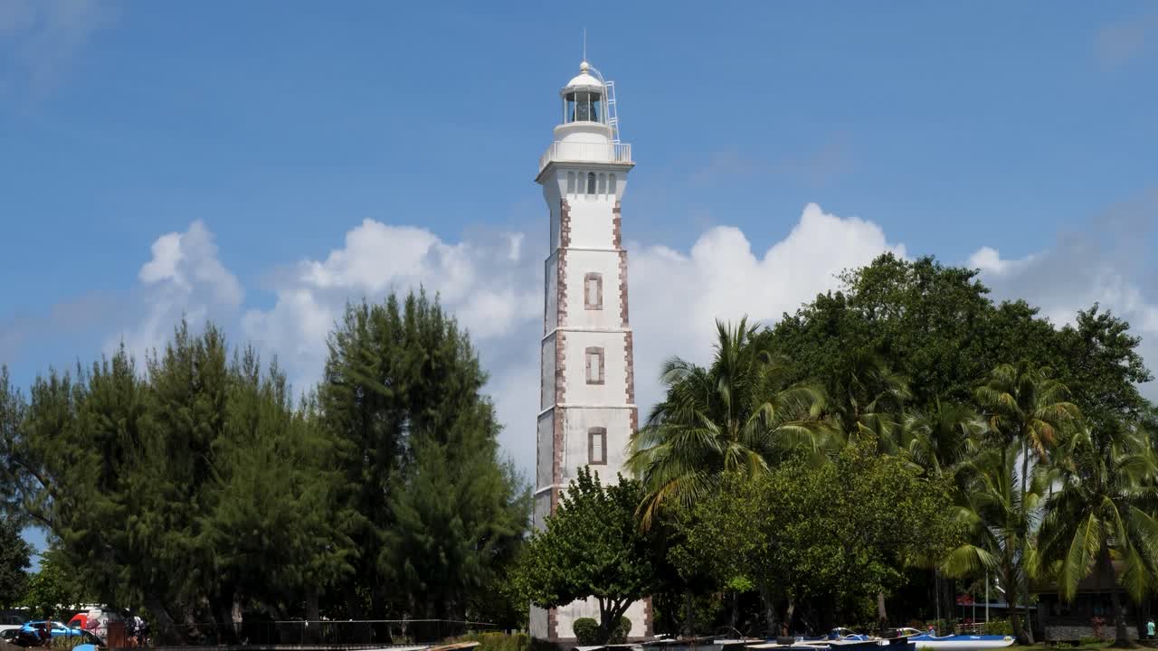 Famous lighthouse at Point Venus, Matavai Bay, Papeete,Tahiti, French Polynesia.