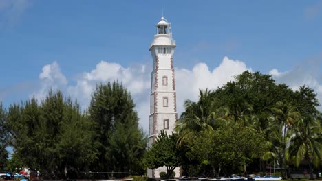 famous lighthouse at point venus, matavai bay, papeete,tahiti, french polynesia.