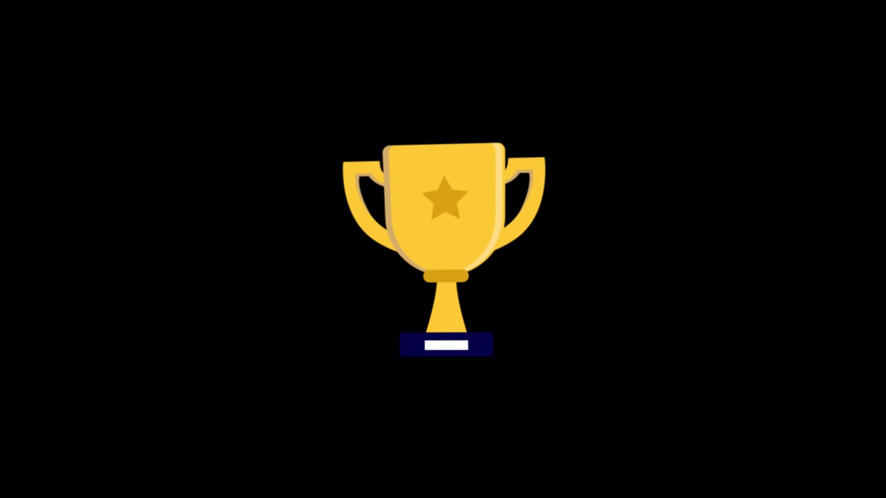 Animated Golden Trophy with Star on Black Background