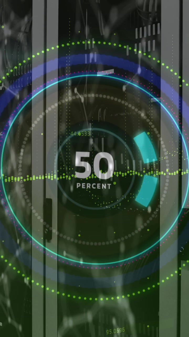 Animazione di un cerchio di elaborazione con numeri crescenti su server