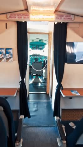 the cabin of the passenger airliner