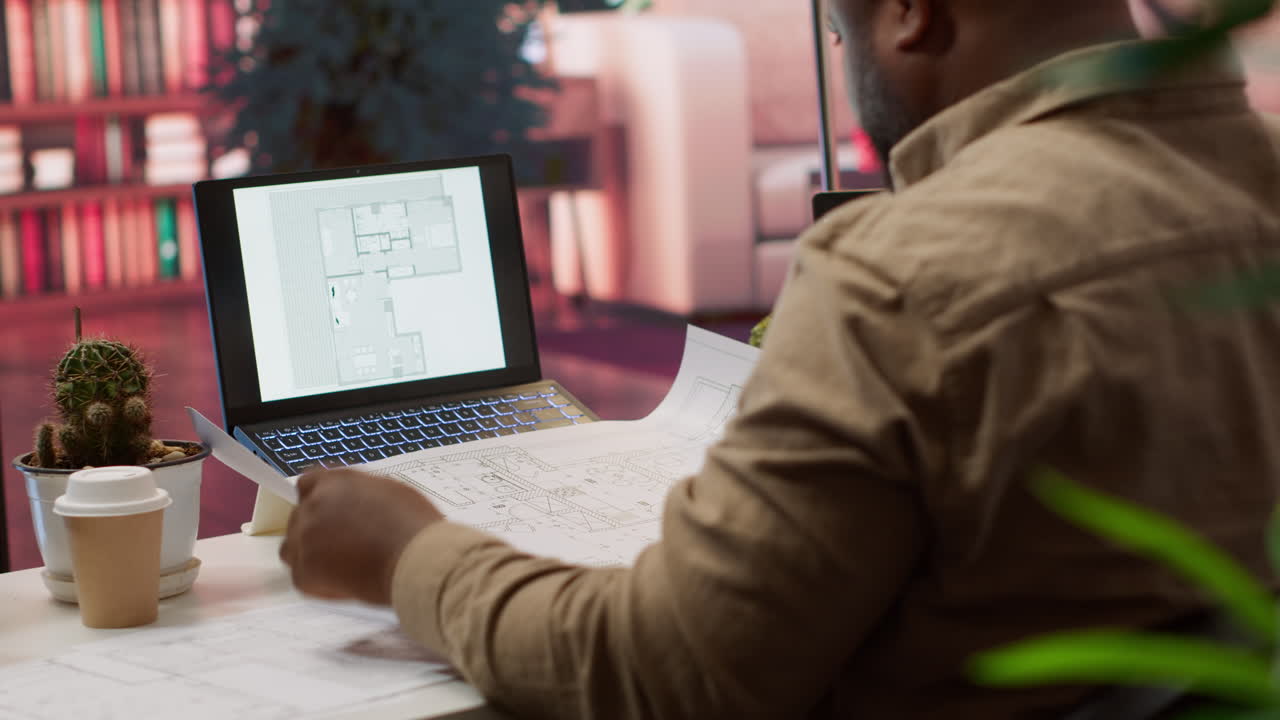 Business owner conducts strategic research on office spaces and building layouts