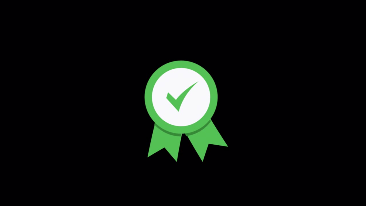 Animated Green Checkmark Badge on Black Background