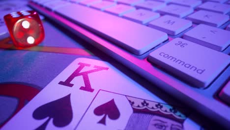 casino table with cards, dice, and chips