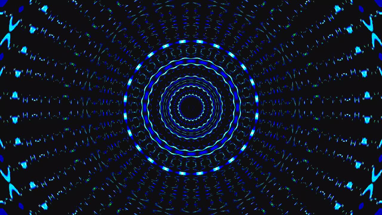Abstract Kaleidoscope pattern with red blue colors. Magic mandala. 4k