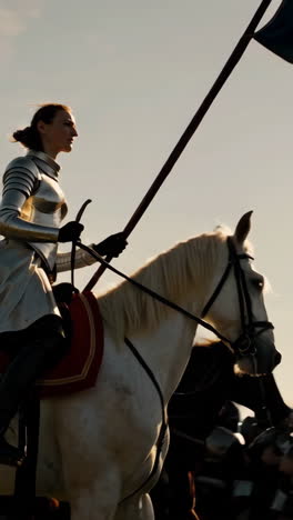 medieval woman knight leading an army
