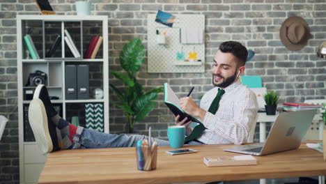 man working from home, relaxed office atmosphere