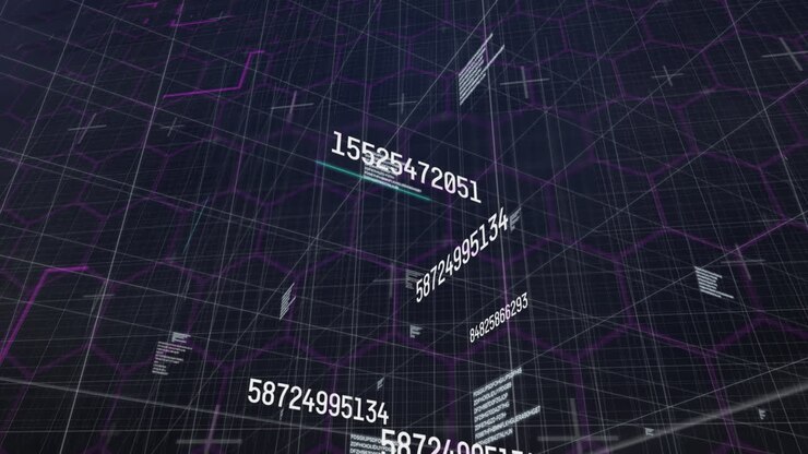 Animation of numbers changing over grid in background