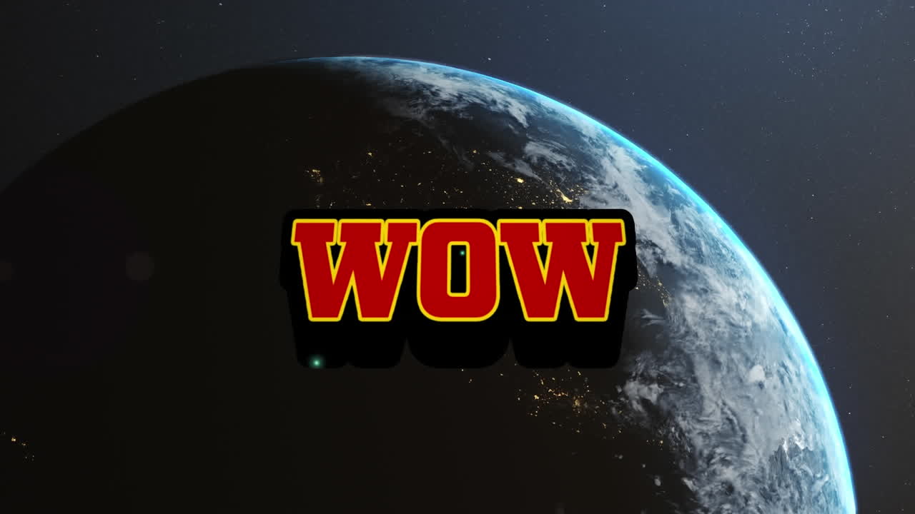 Animation of wow text over globe
