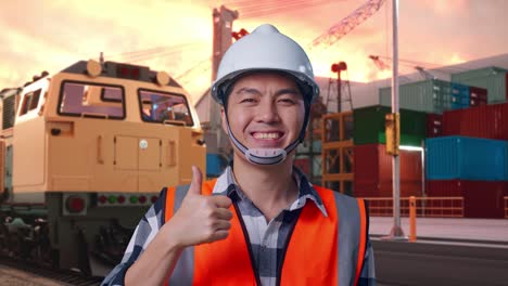 engineer at a port with train
