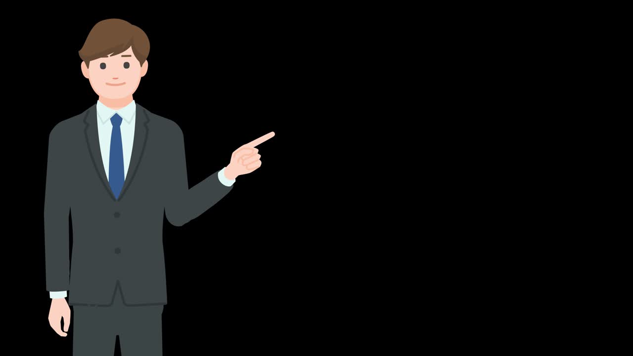 Businessman pointing at something isolated with alpha channel