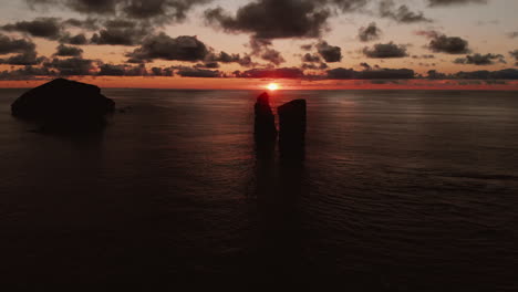 sunset over sea stacks
