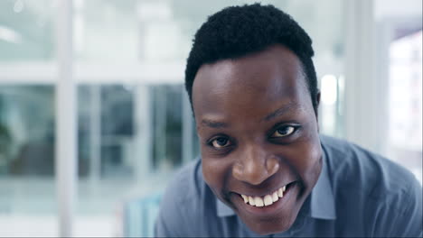 Closeup,-face-and-happy-black-man-in-business