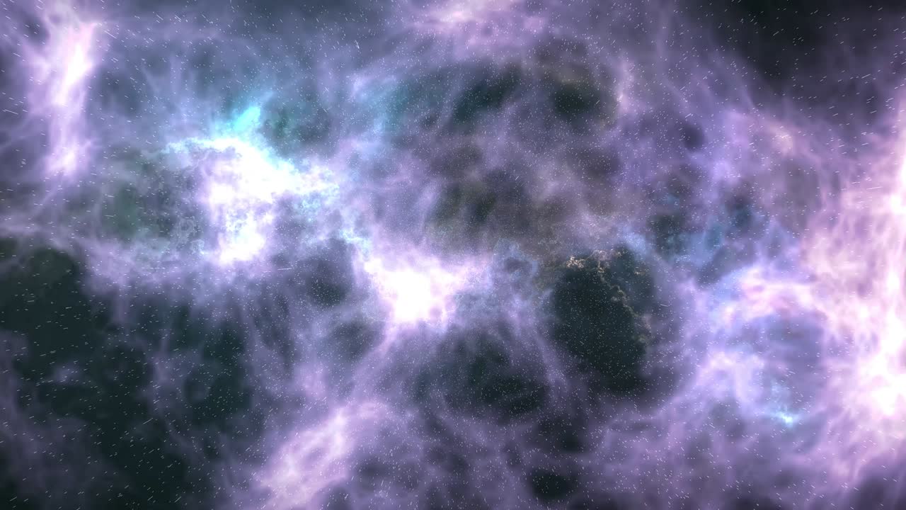 Space flight through nebula.