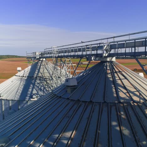 farming elevator and granary. storage of grain and other different cereals. aerial view