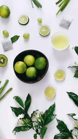 green tea and lime composition