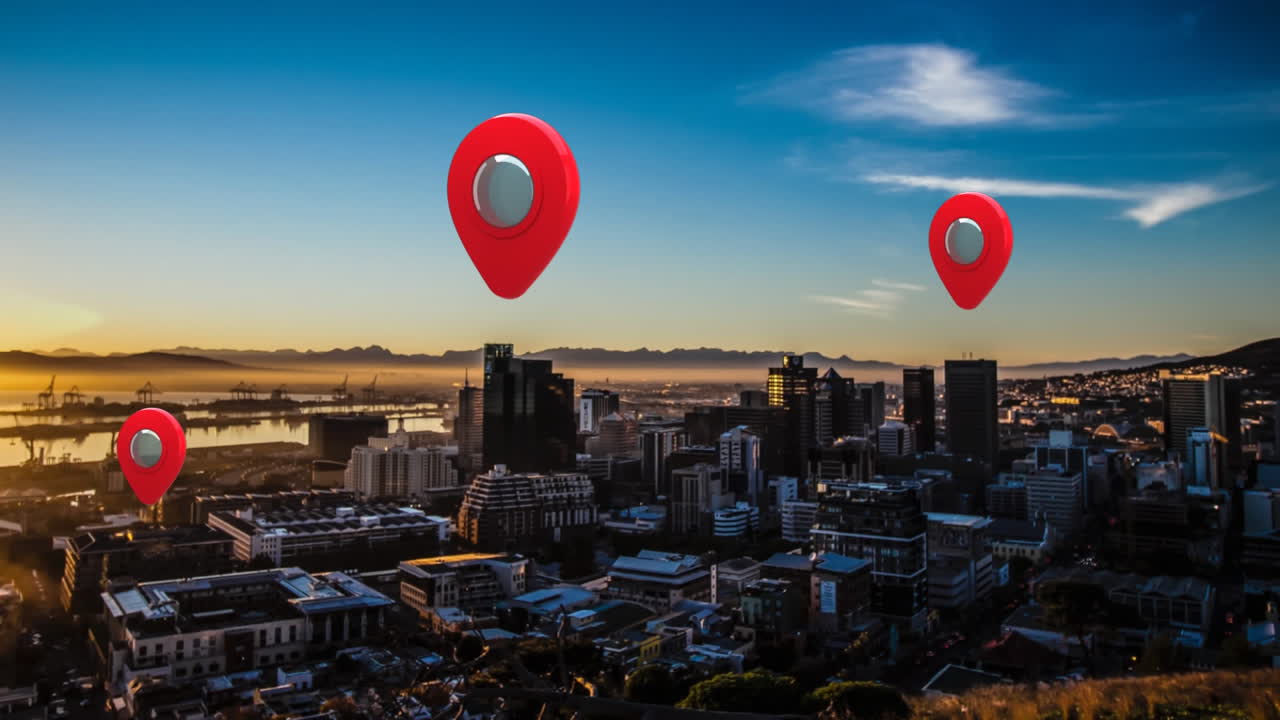 pines de ubicación sobre el paisaje urbano