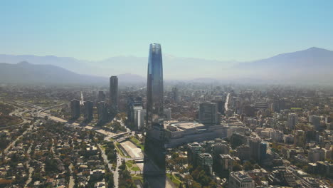 aerial high take of santiago, chile