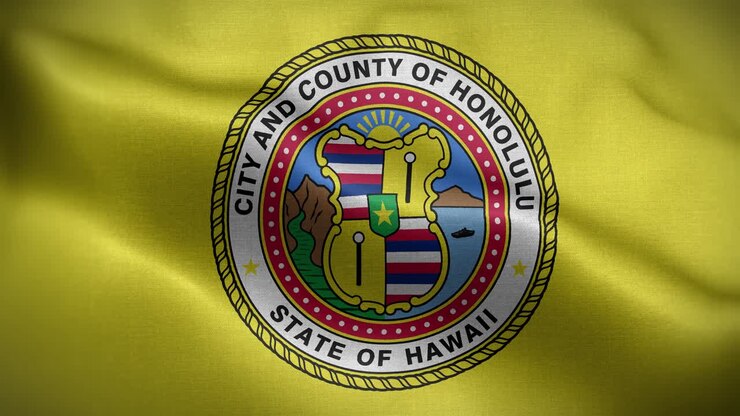 Bandiera di Honolulu, Hawaii, USA, sfondo in loop 4K.